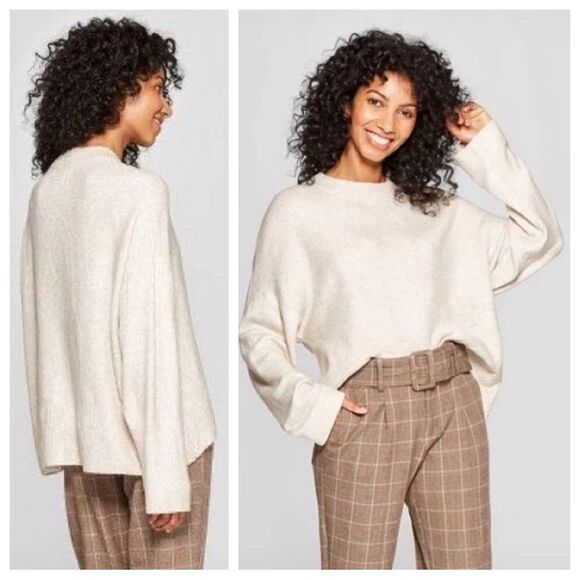 a new day Drop Shoulder Sweater Oatmeal Boxy Oversized Medium - Picture 1 of 11